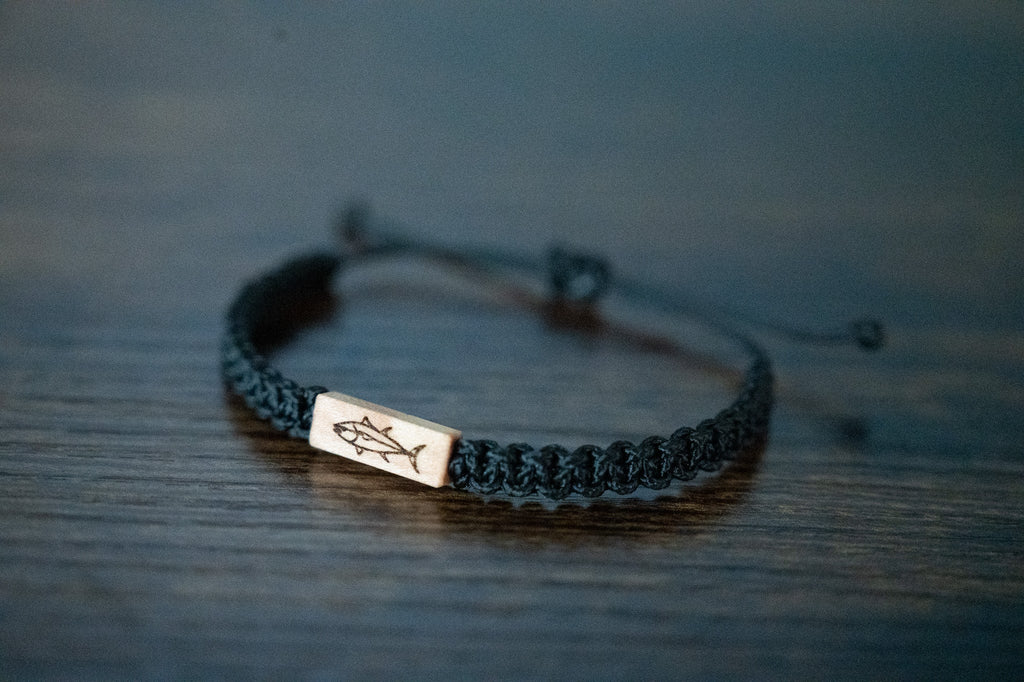 Tuna Fish Wood & Macramé Bracelet