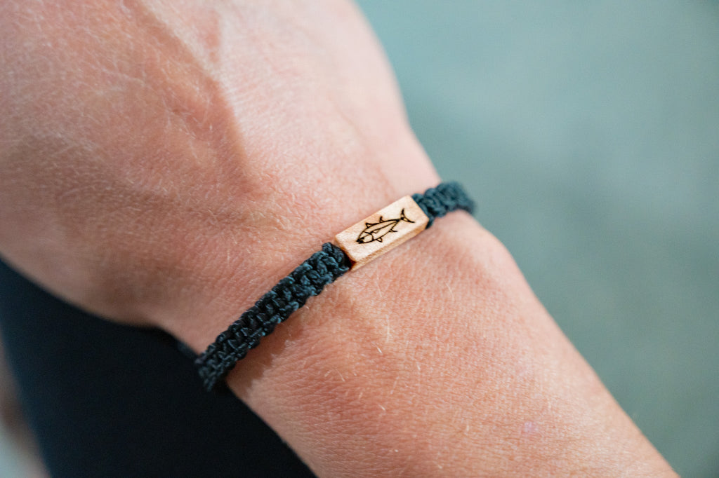 Tuna Fish Wood & Macramé Bracelet