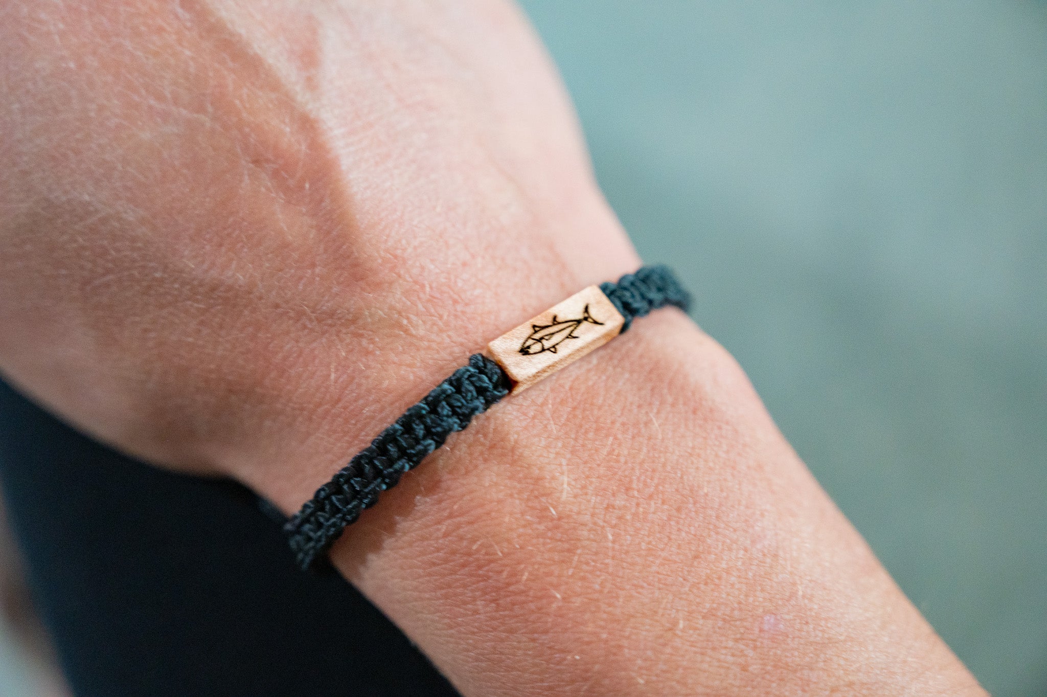 Tuna Fish Wood & Macramé Bracelet