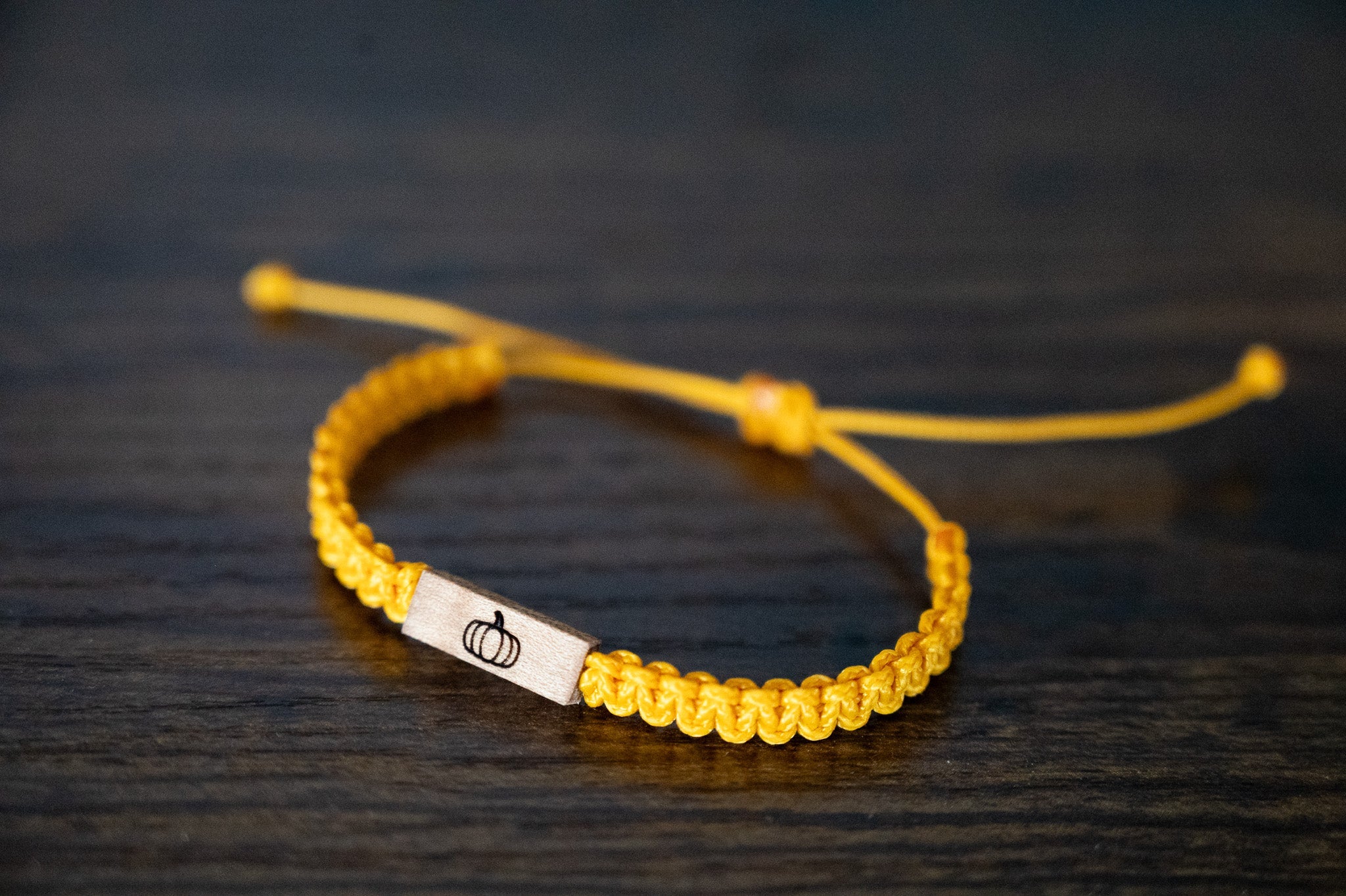 Pumpkin Wood & Macramé Bracelet