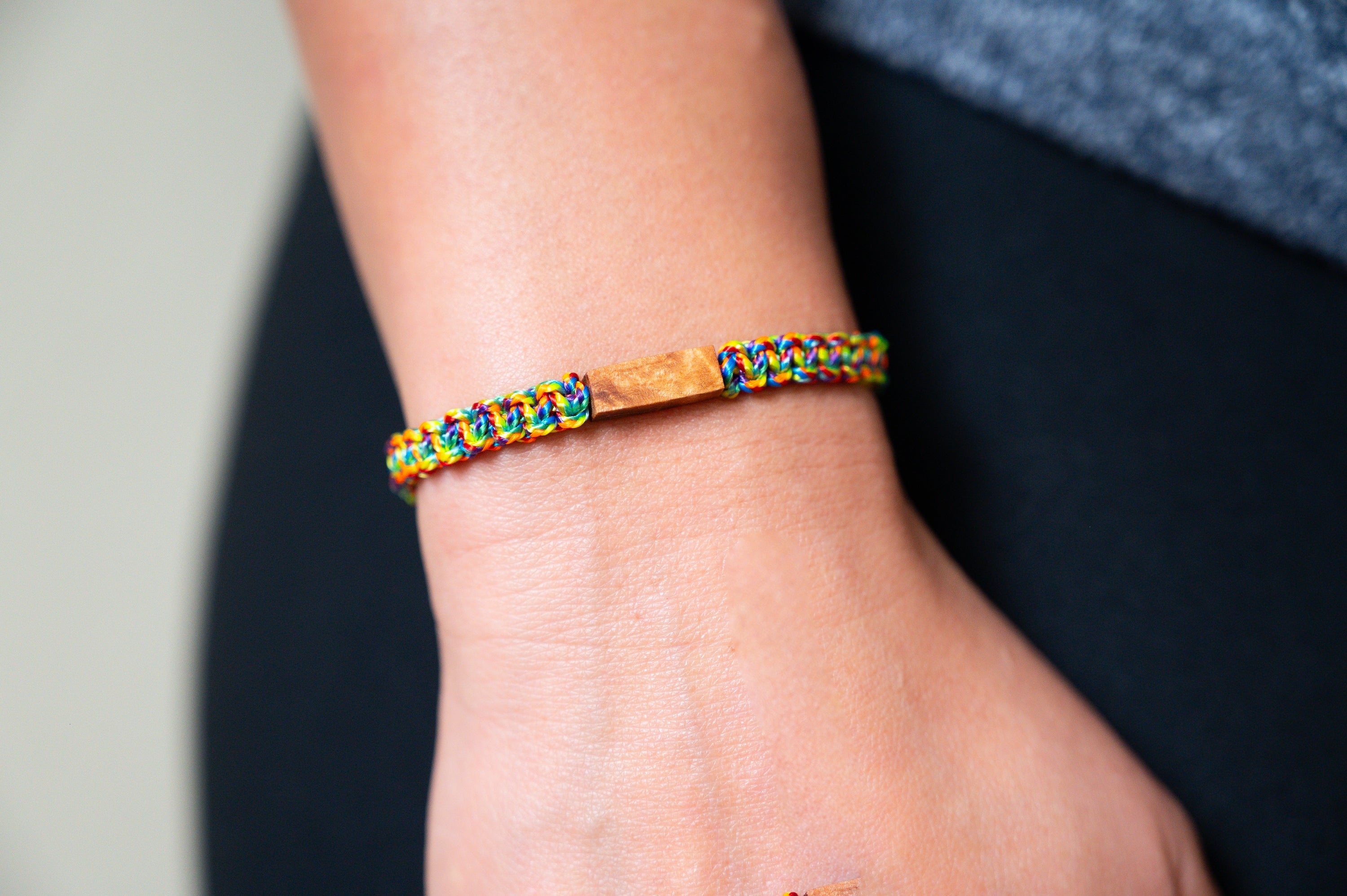 Pride Personalizable Wood & Macramé Bracelet