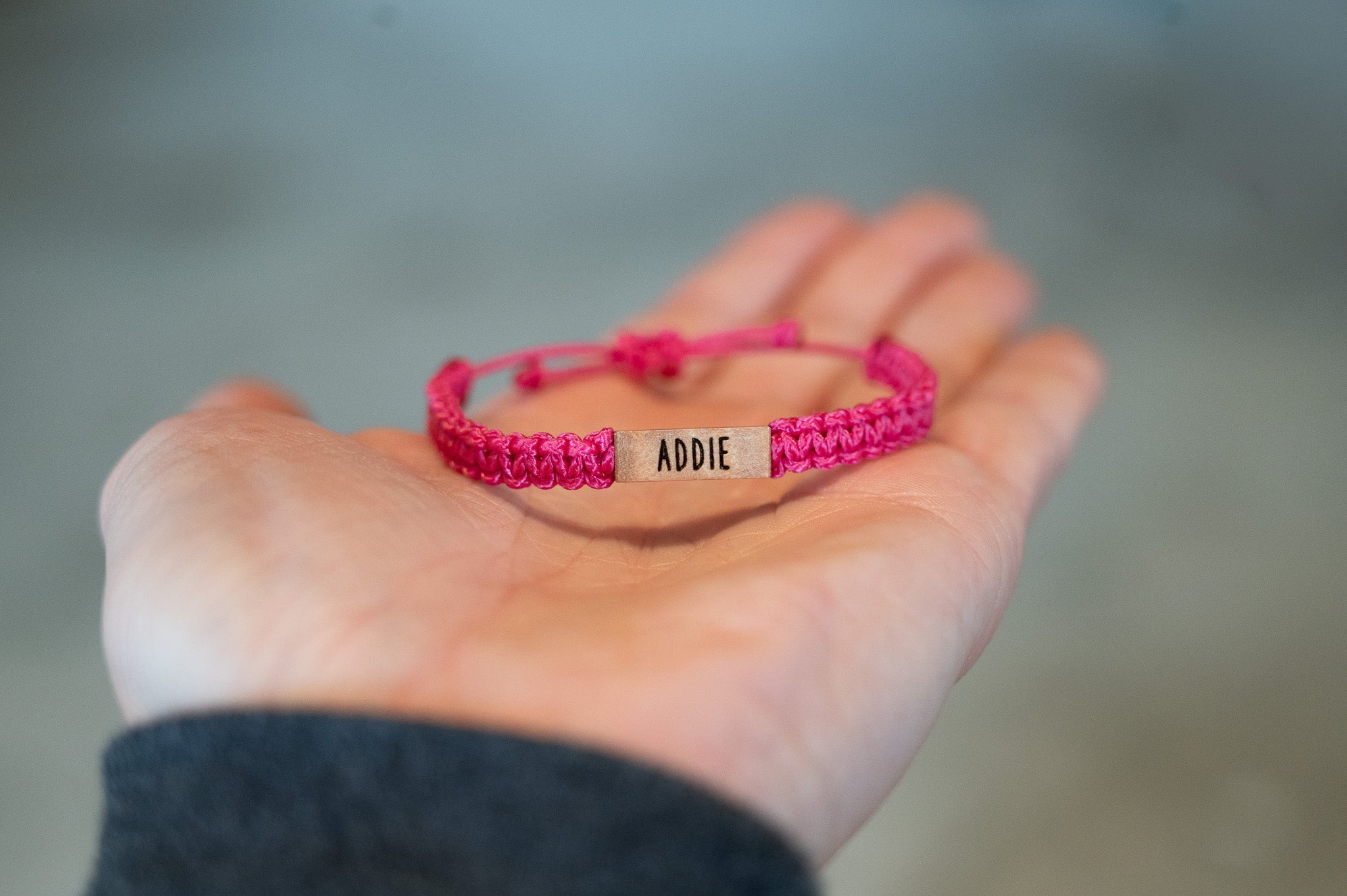 Children's Personalizable Wood & Macramé Bracelet