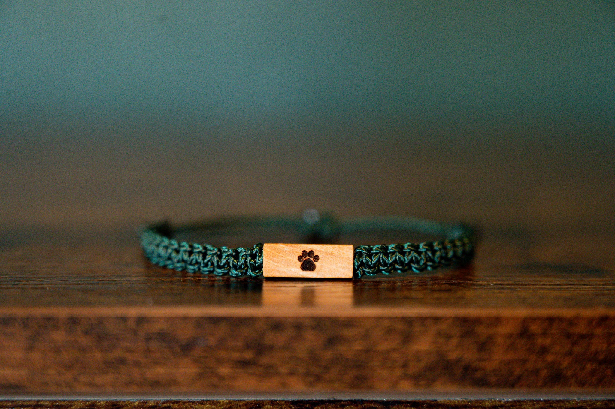 Pet Paw Print Wood & Macramé Bracelet