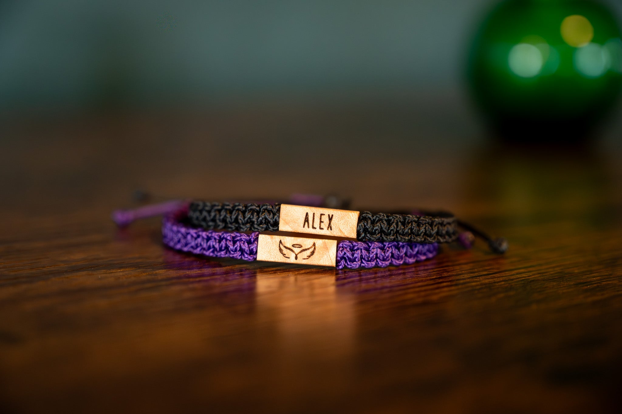 Guardian Angel Wood & Macramé Bracelet