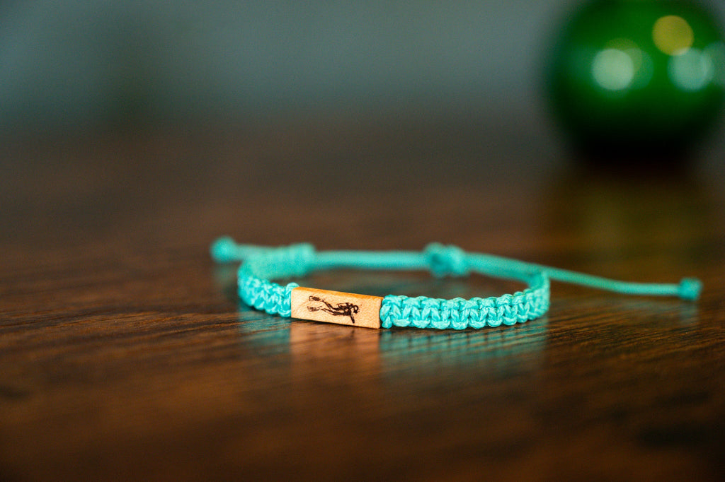 Scuba Diver Wood & Macramé Bracelet