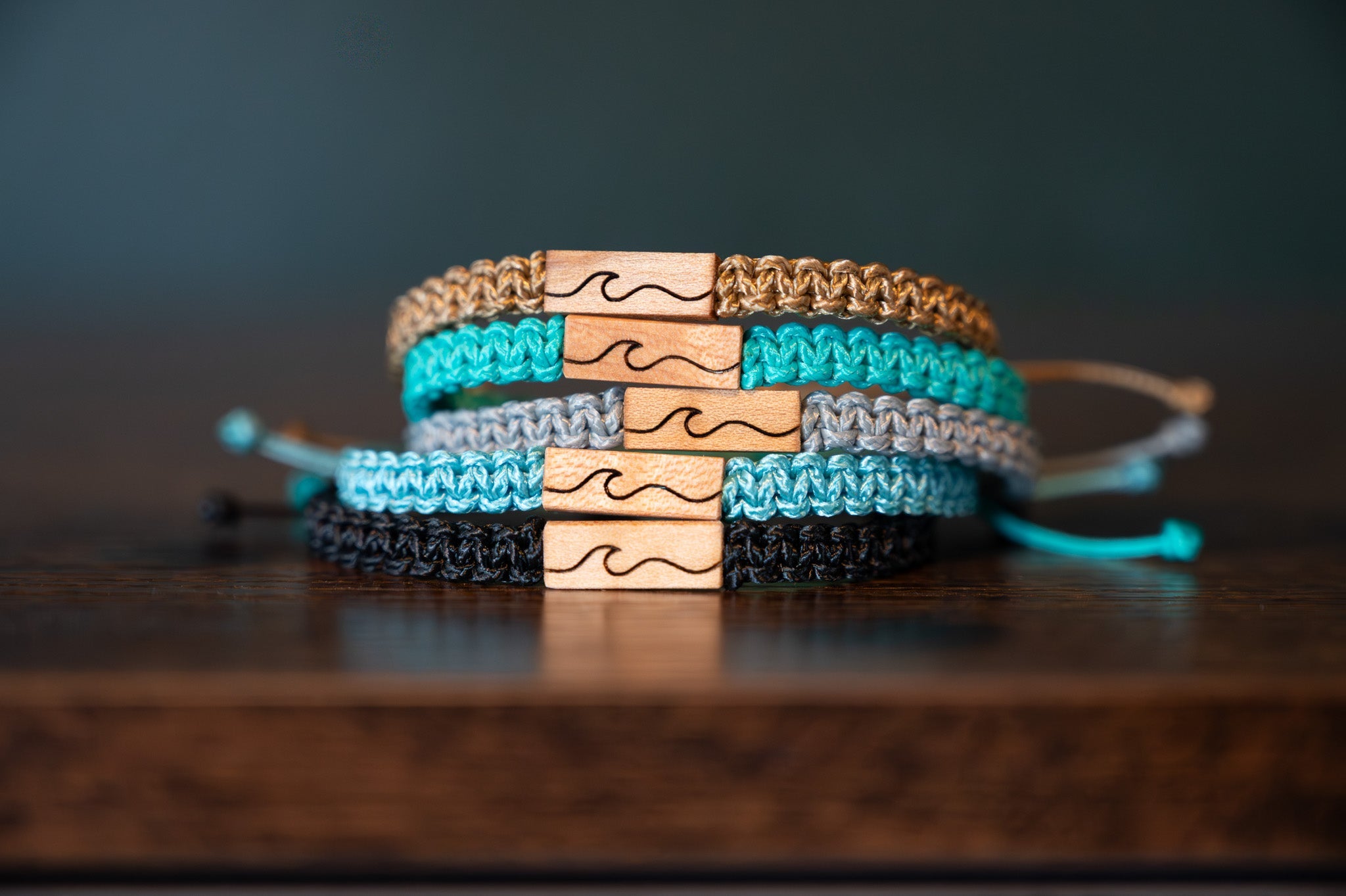 Ocean Wave Maple & Macramé Bracelet