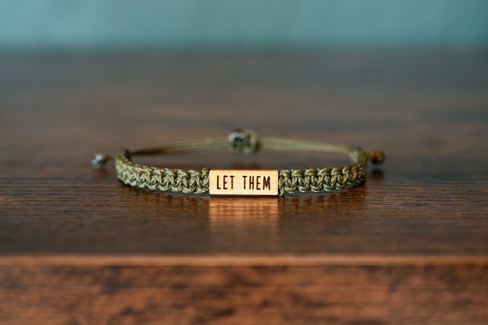 LET THEM Wood & Macramé Bracelet