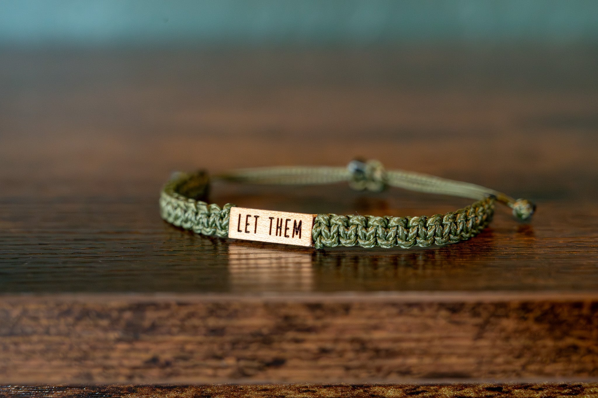 LET THEM Wood & Macramé Bracelet
