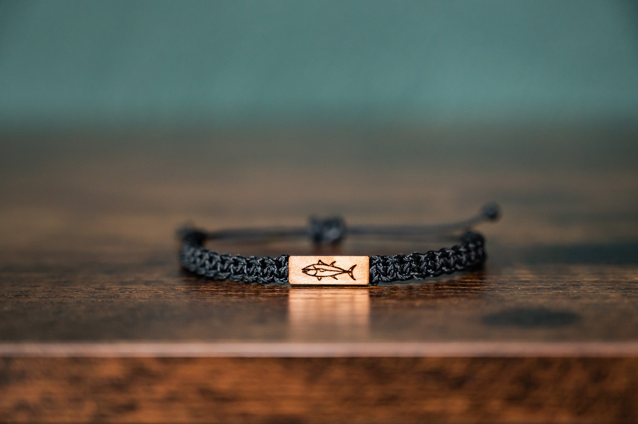 Tuna Fish Wood & Macramé Bracelet
