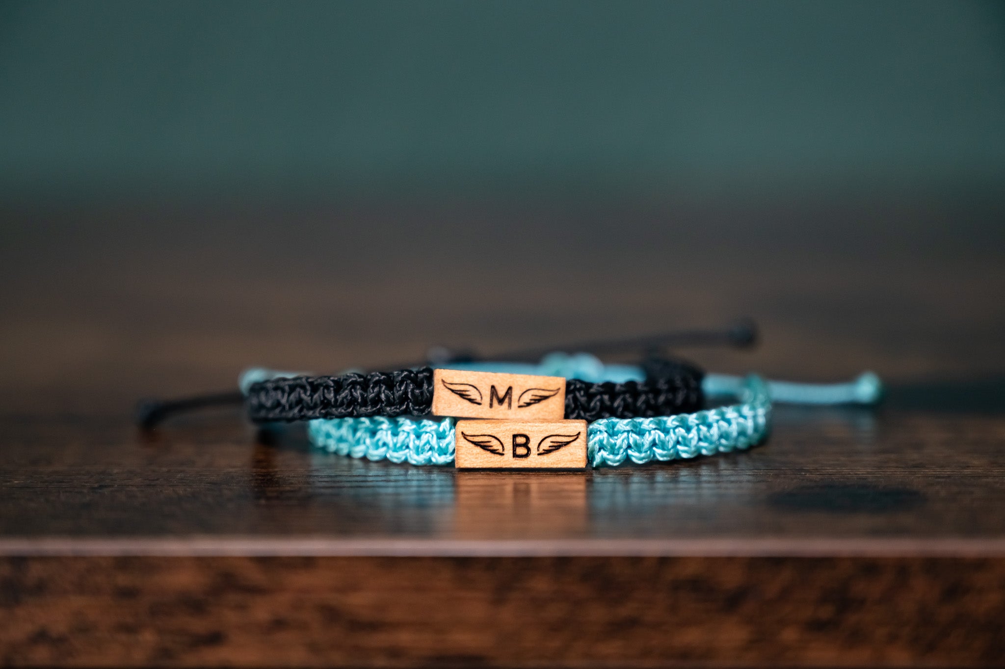 Memorial Initial Wood & Macramé Bracelet